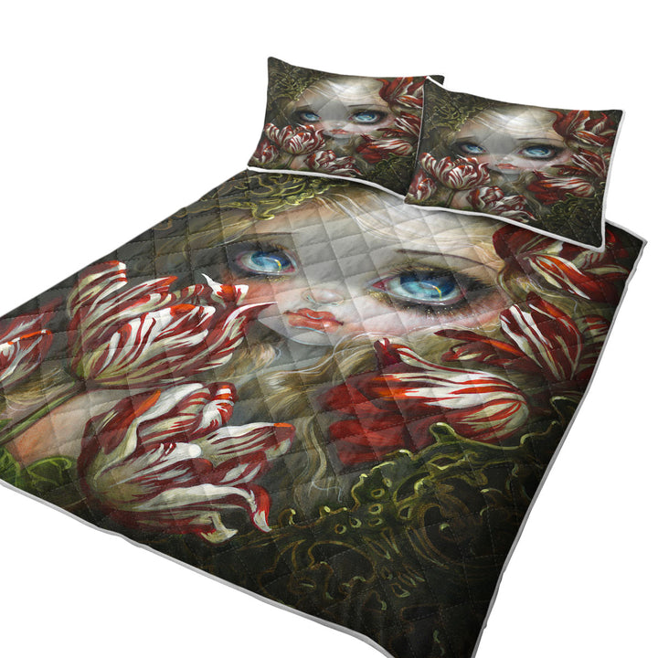 Quilts with Art Painting the Language of Flowers Tulips Girl