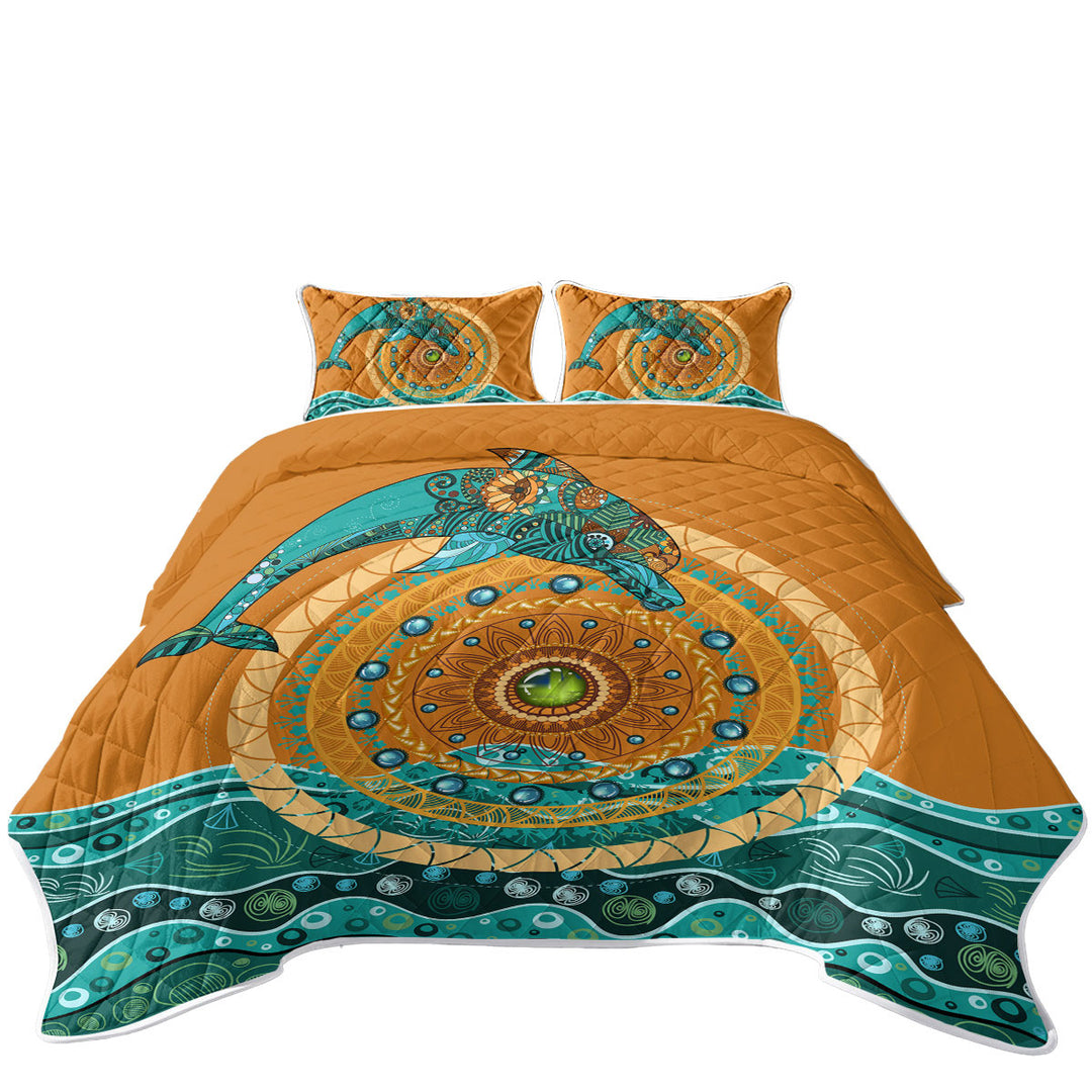 Quilts with Artistic Dolphin over the Sun