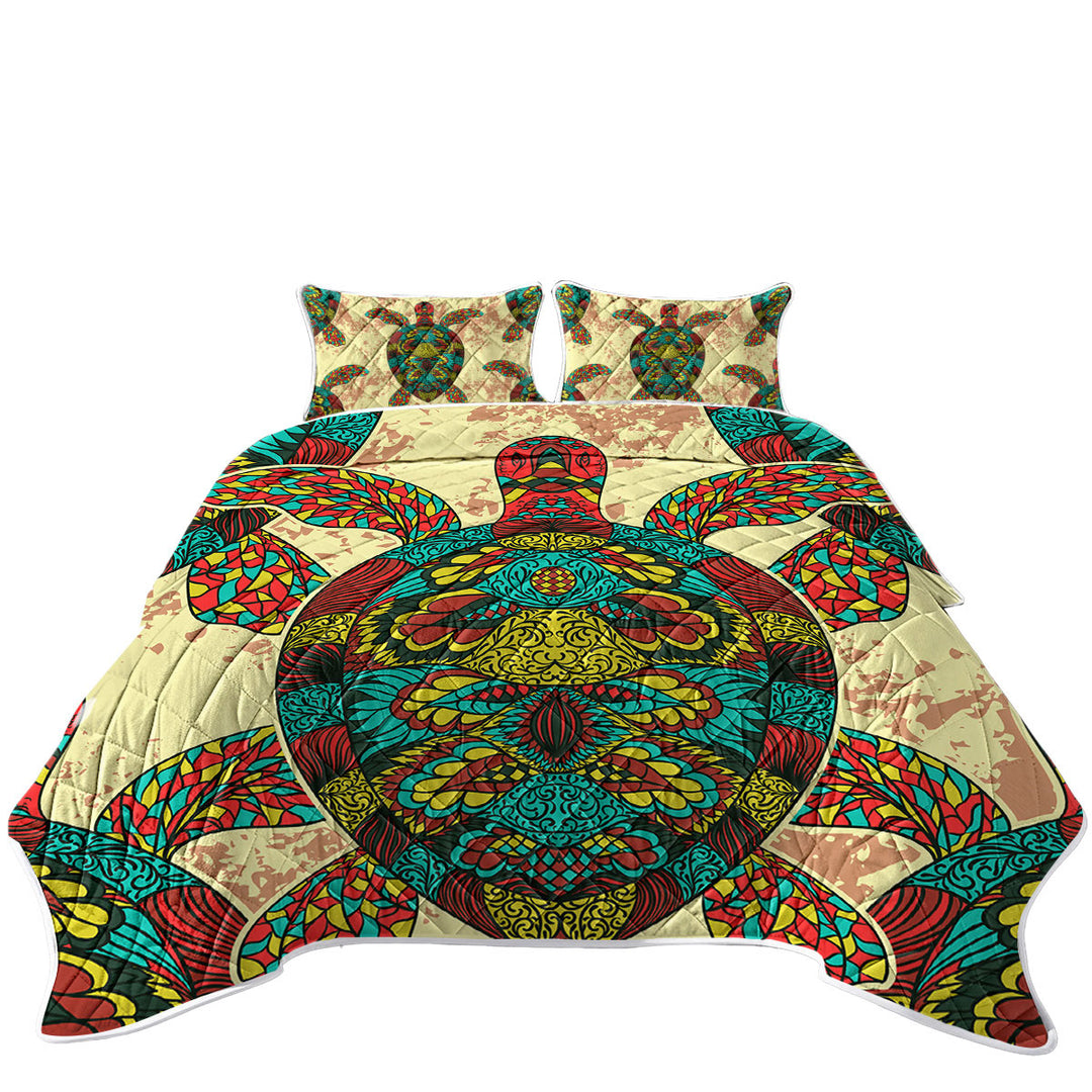 Quilts with Asian Design Multi Colored Turtle