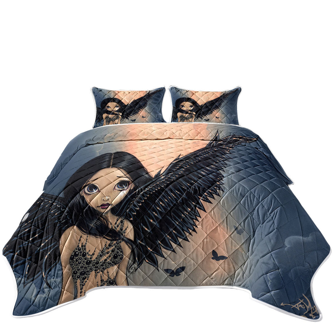 Quilts with Beautiful Black Winged Angel