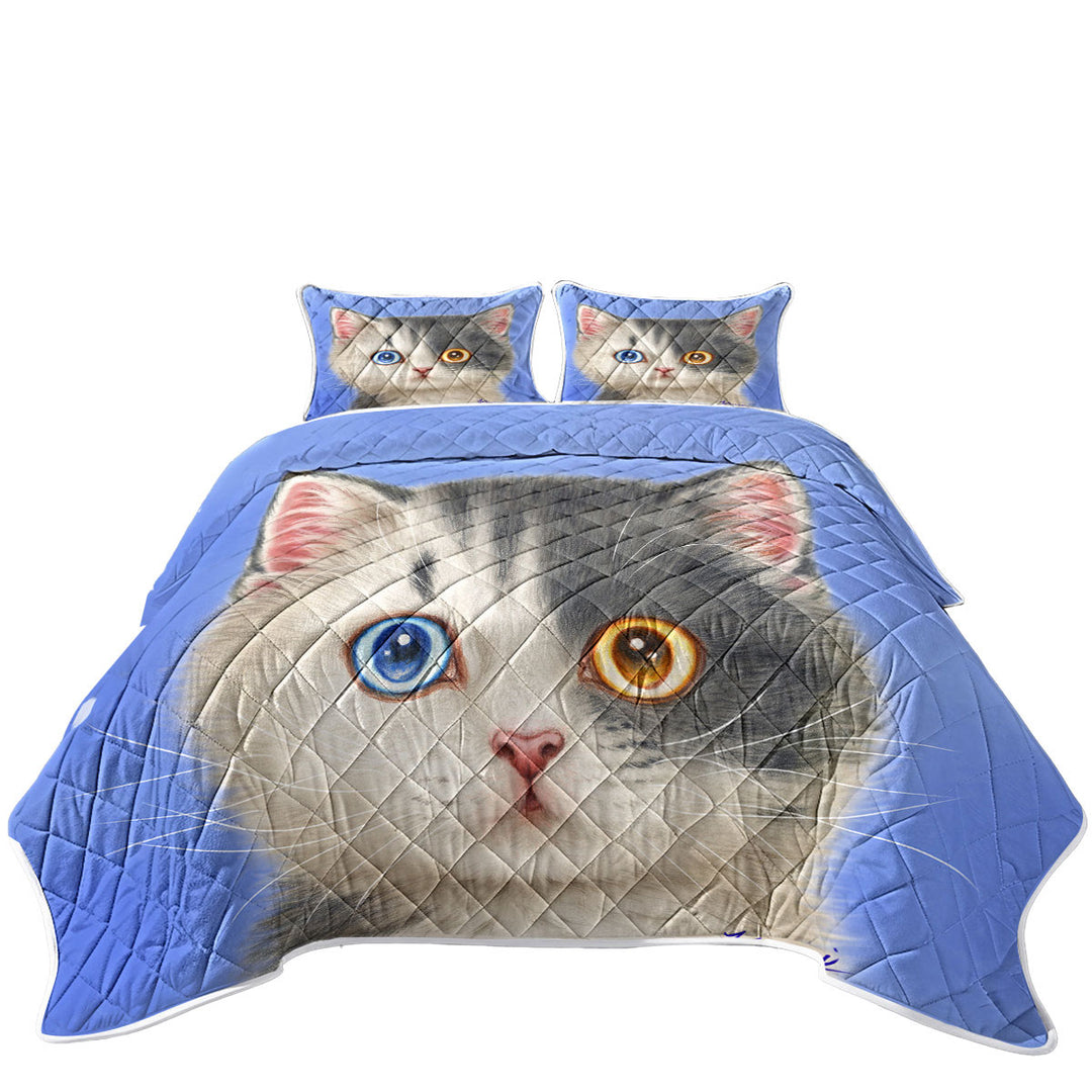 Quilts with Black and White Beautiful Kitten Cat