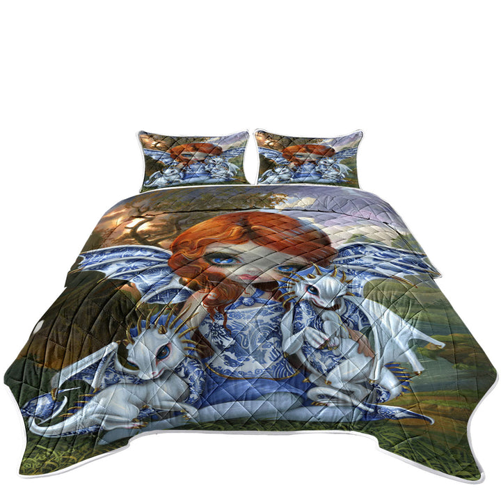 Quilts with Blue Willow Dragonlings Redhead Dragon Fairy