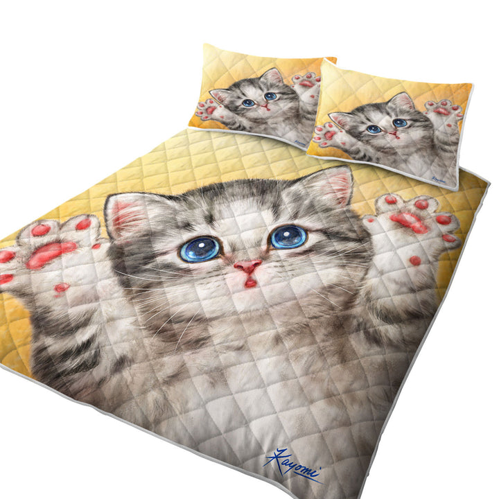 Quilts with Cats Designs Heart Melting Blue Eyes Grey Kitten