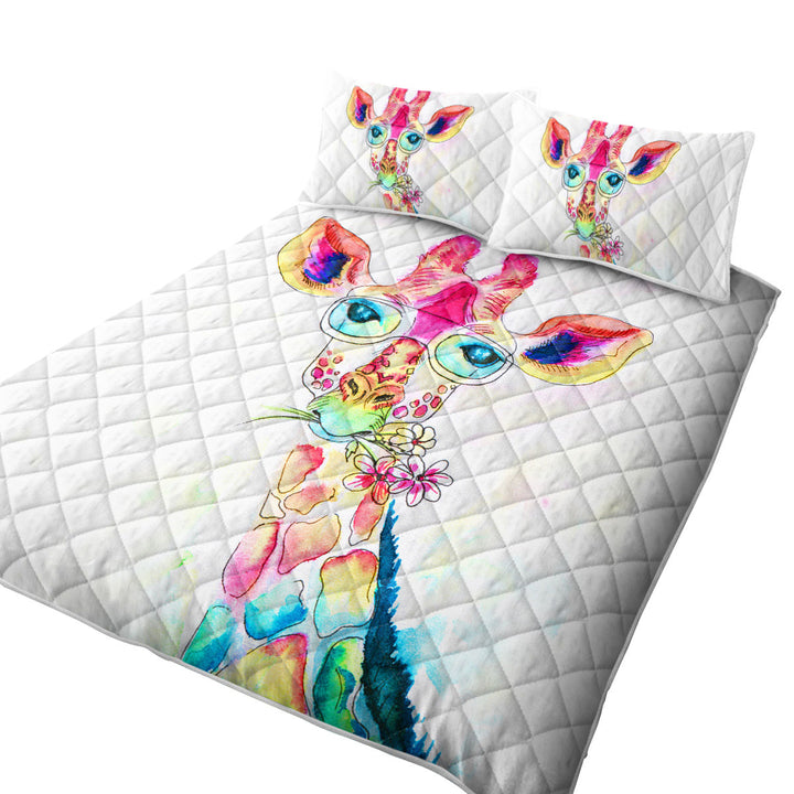 Quilts with Colorful Giraffe Drawing