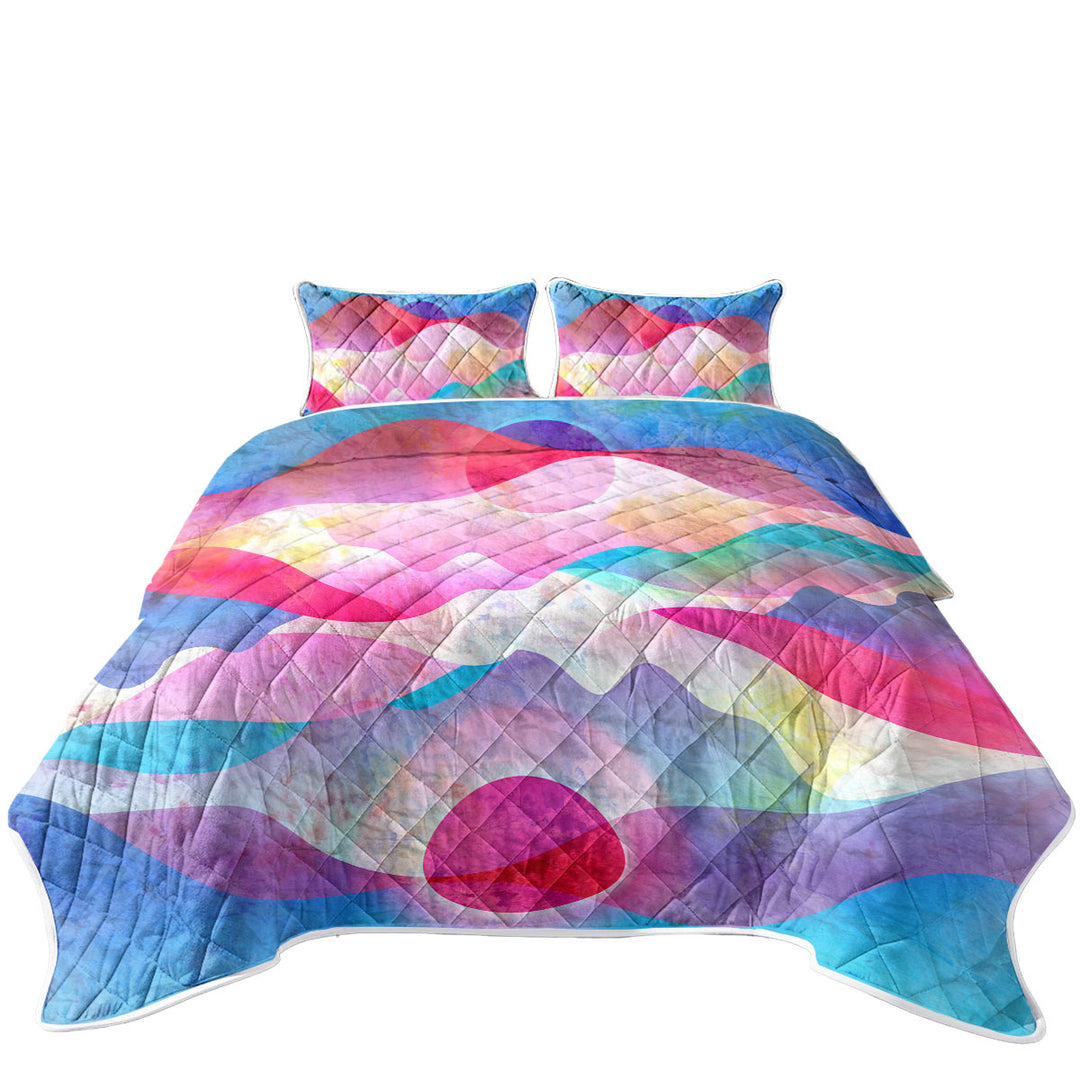 Quilts with Colorful Reddish Mountains Art