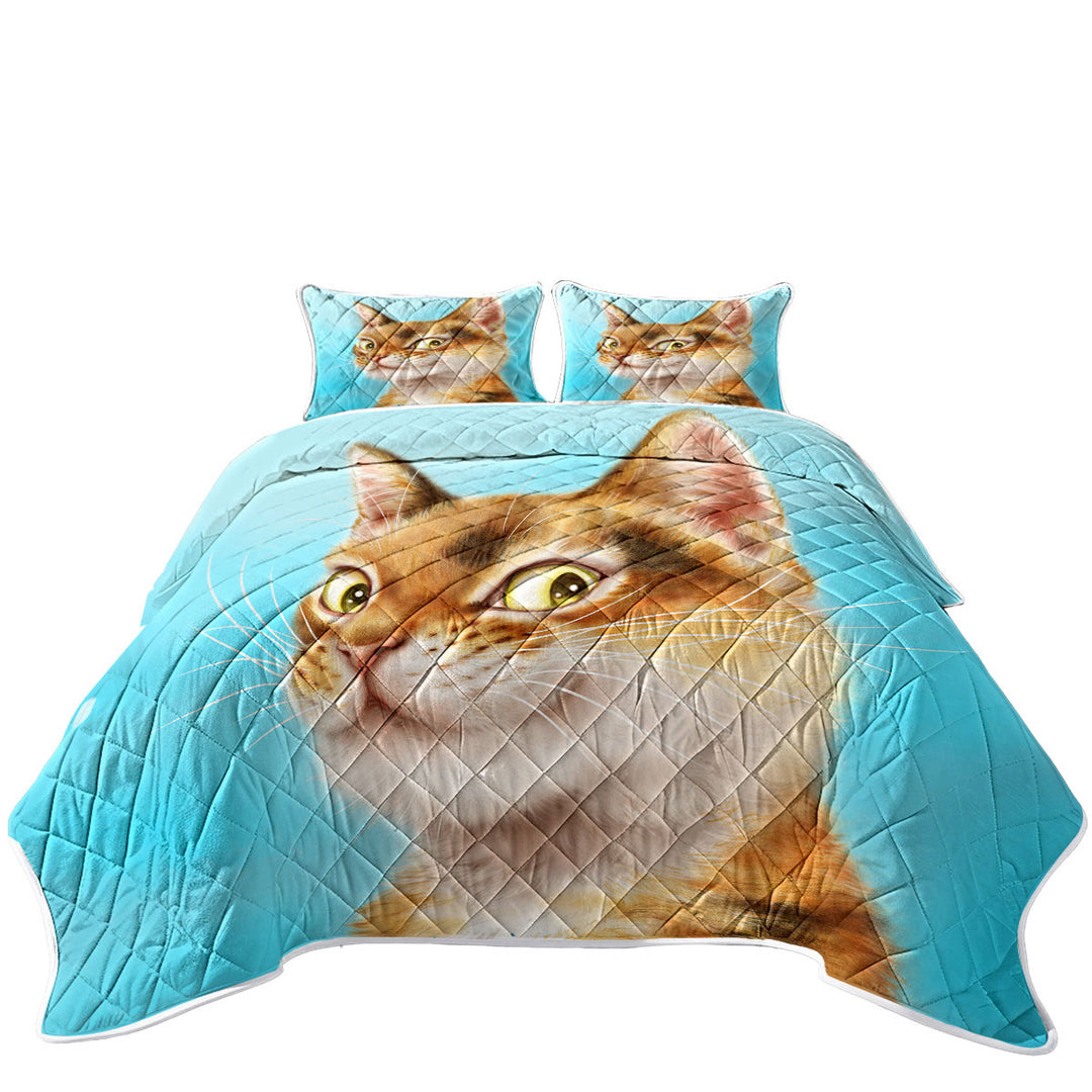 Quilts with Cool Cats Drawings Flirtatious Ginger Kitty