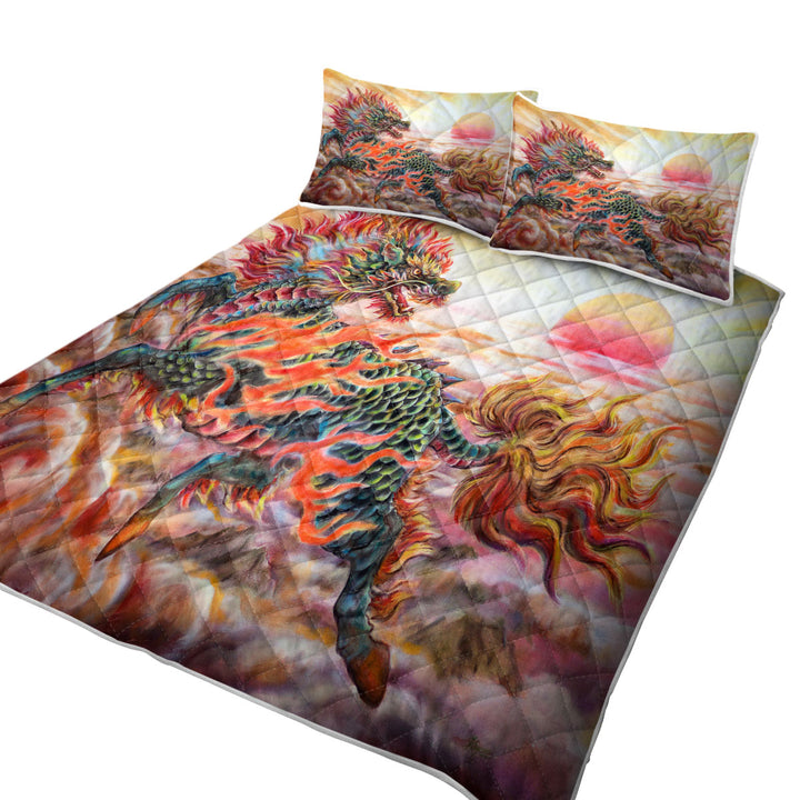 Quilts with Cool Fantasy Art Sun Fire Kirin