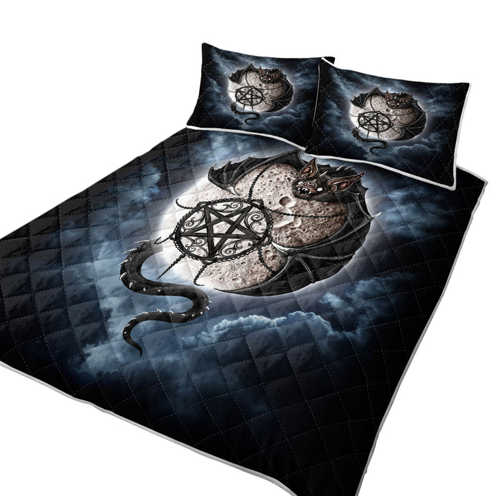 Quilts with Cool Gothic Bat Art Full Moon