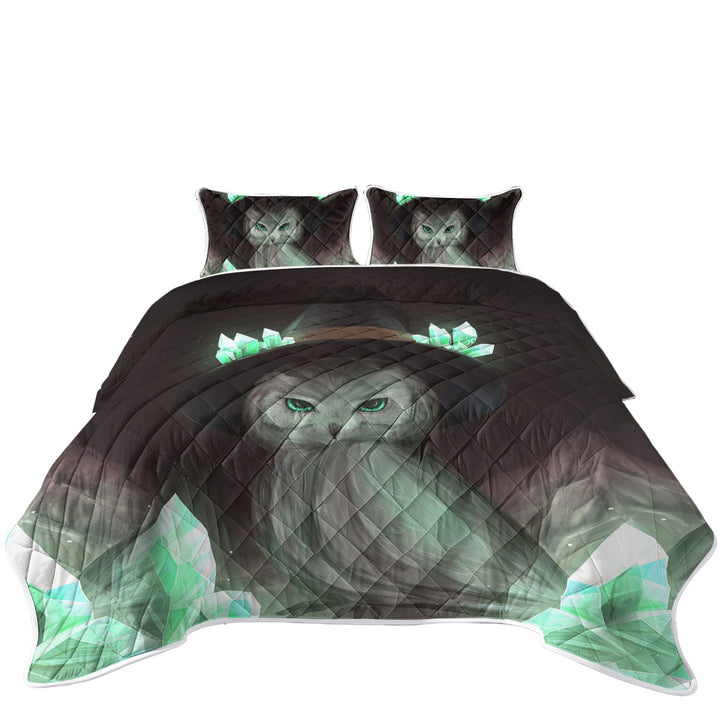 Quilts with Cool Green Crystal Owl Witch