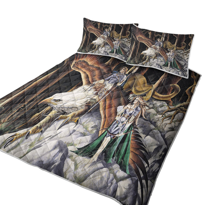 Quilts with Cool Mythological Griffin Creature Warriors