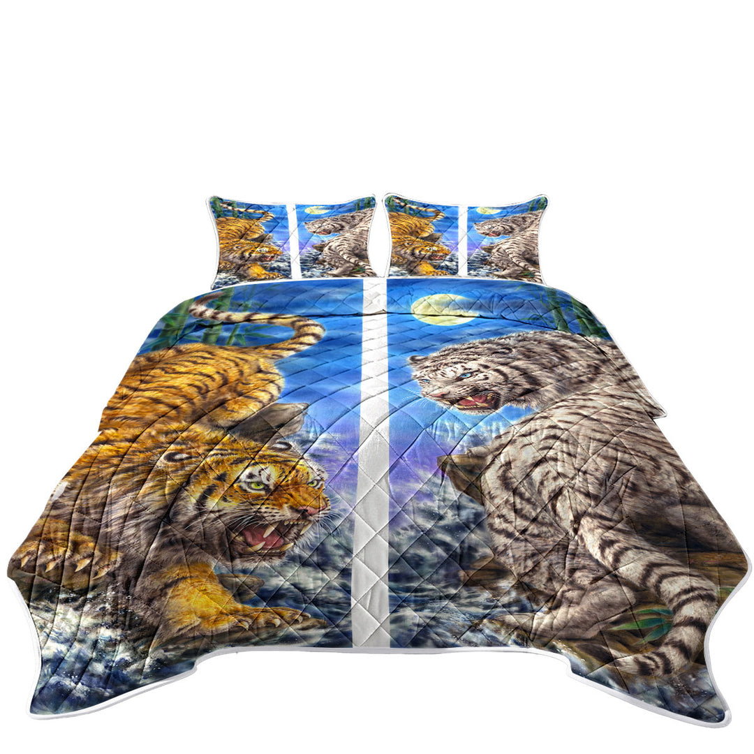 Quilts with Cool Yin and Yang Orange Tiger vs White Tiger