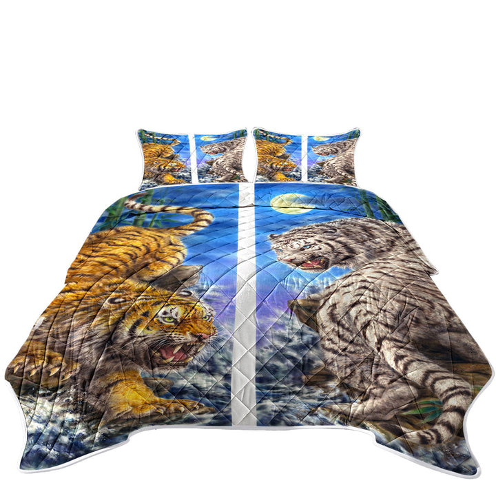 Quilts with Cool Yin and Yang Orange Tiger vs White Tiger