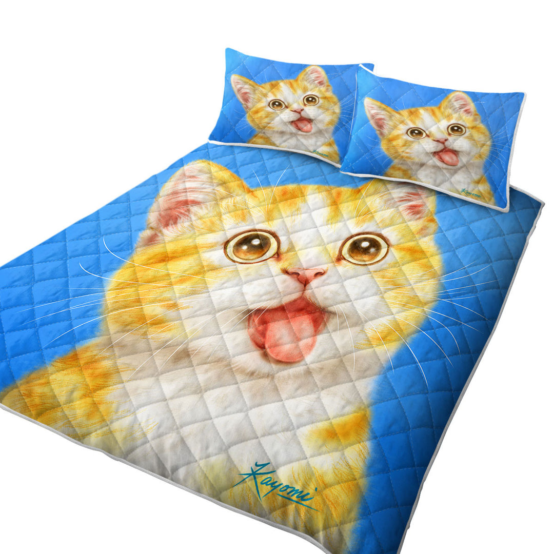 Quilts with Cute Art for Kids Happy Kitty Cat