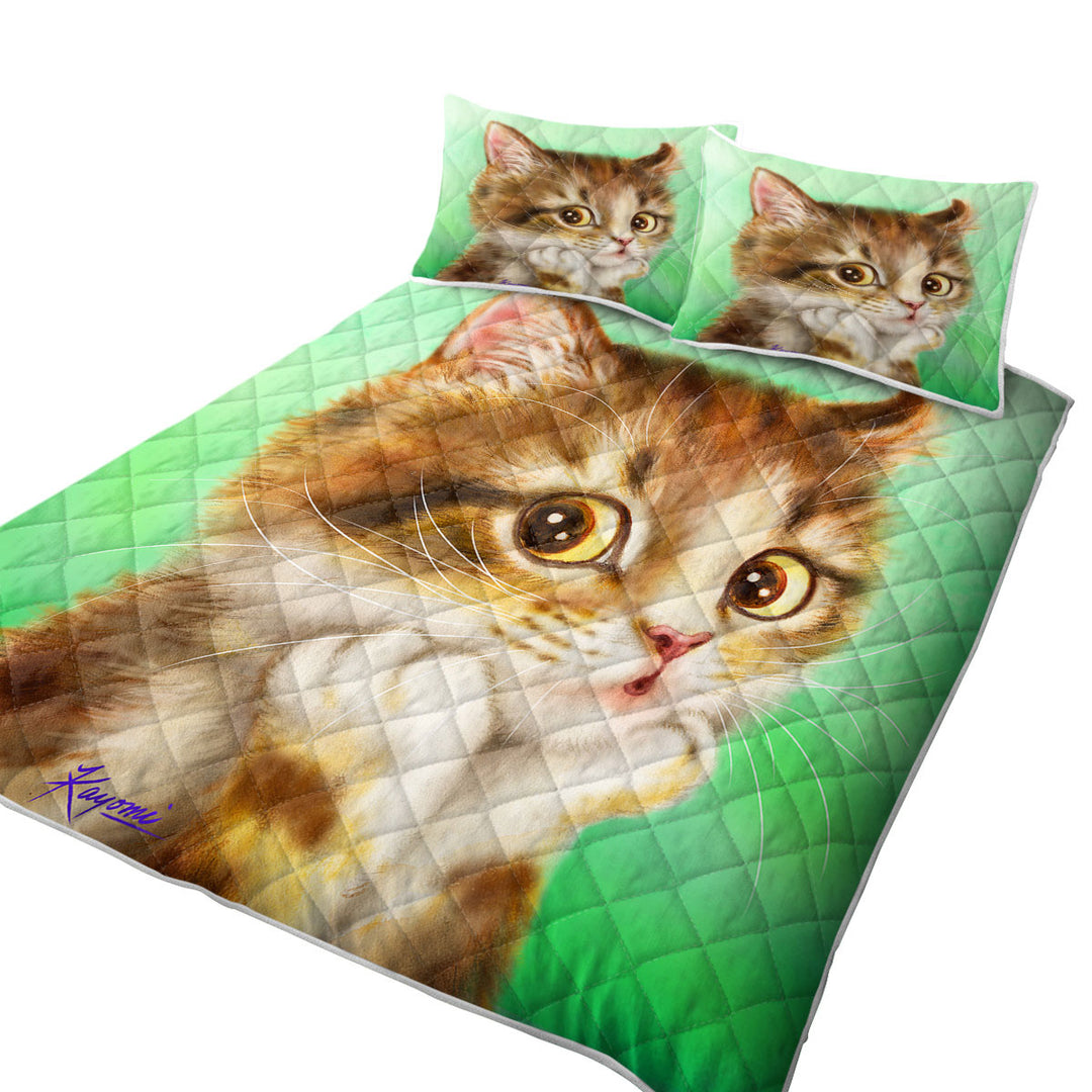 Quilts with Cute Cat Art Designs Patient Kitten