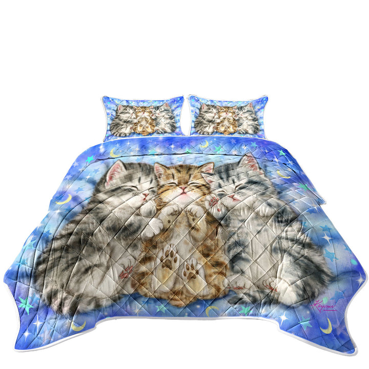 Quilts with Cute Cats Nap Time Three Sweet Kittens