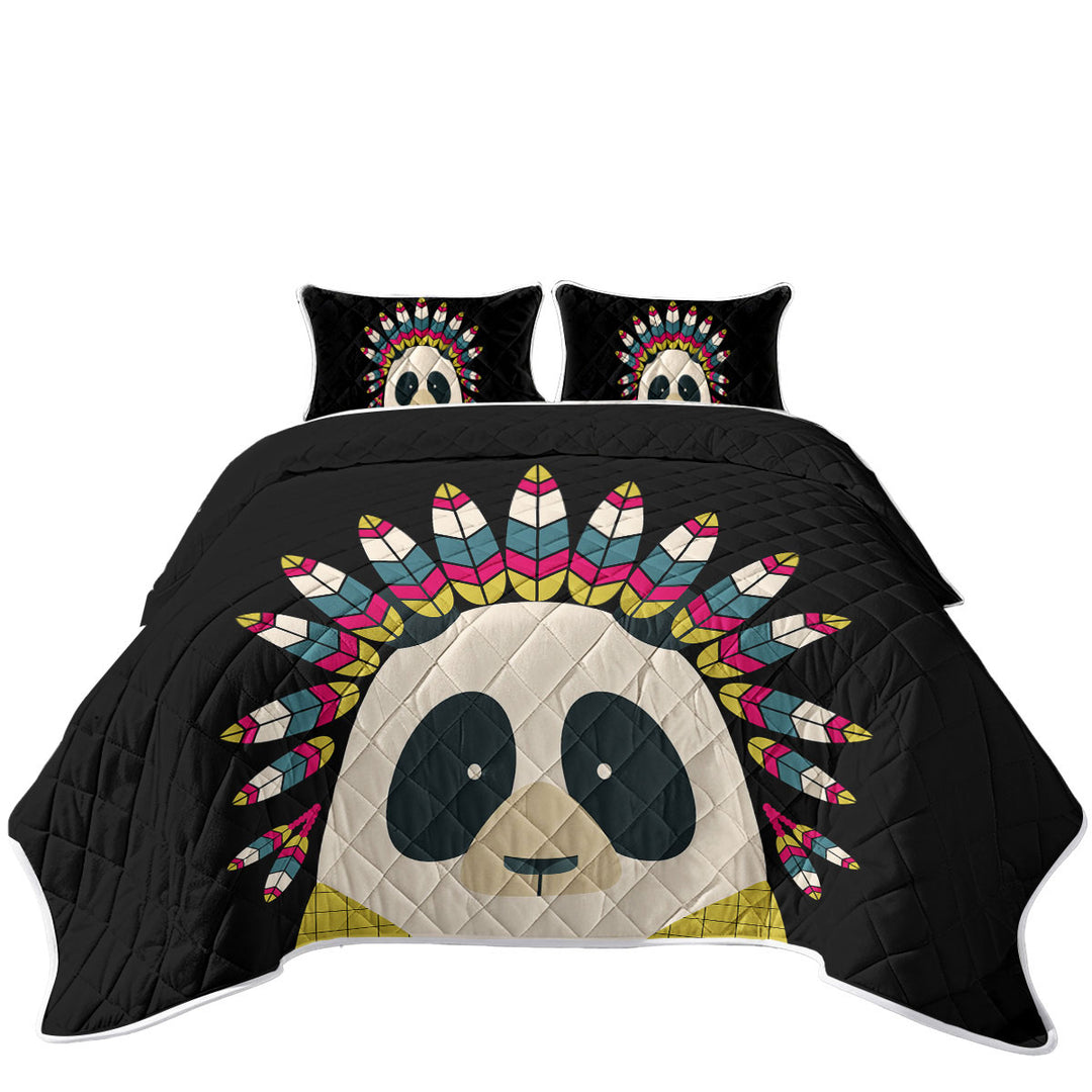 Quilts with Cute Native American Panda Character