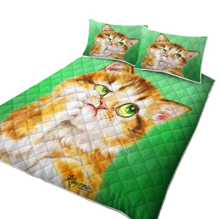 Quilts with Cute Thinking Kitten Cats Art