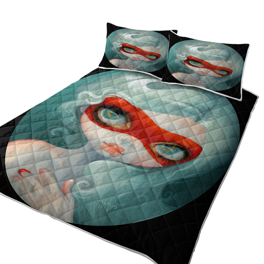 Quilts with Darling Girl Wearing Red Masquerade Mask