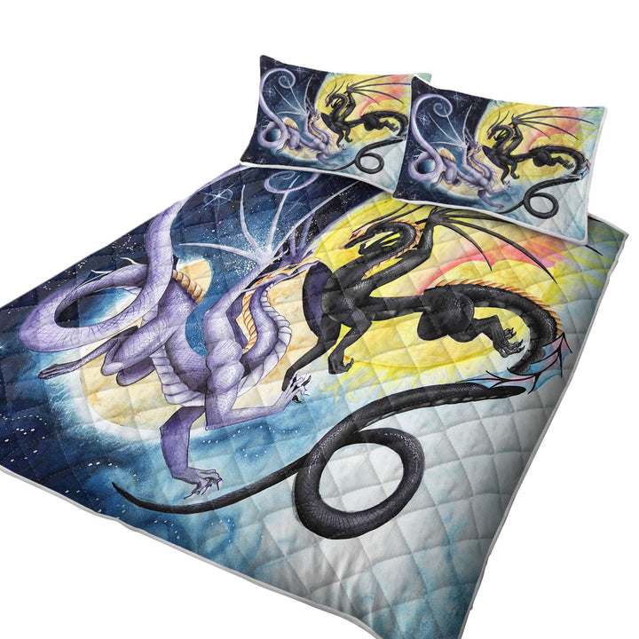 Quilts with Dragons War Fantasy Art Sun vs Moon