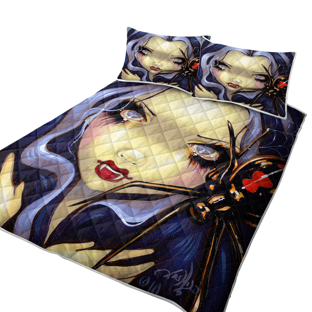 Quilts with Faces of Faery _110 Vampire Girl Black Widow Spider