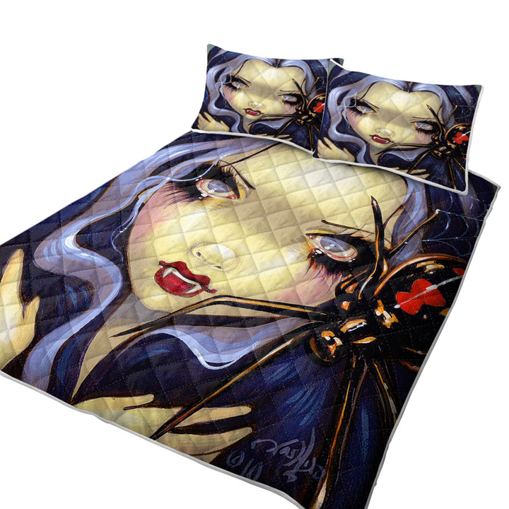 Quilts with Faces of Faery _110 Vampire Girl Black Widow Spider