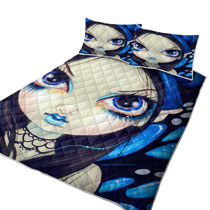Quilts with Faces of Faery _12 Blue Goth Girl