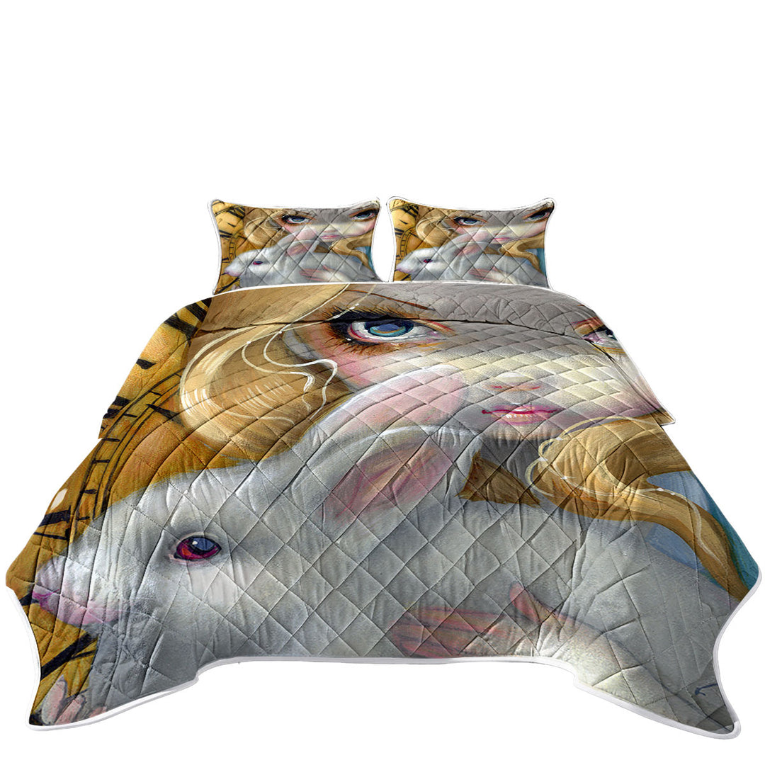 Quilts with Faces of Faery _141 Blond Alice Girl and Bunny