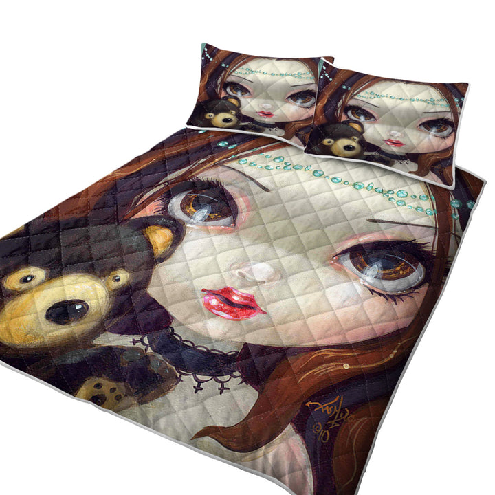 Quilts with Faces of Faery _69 Princess Girl with Teddy Bear