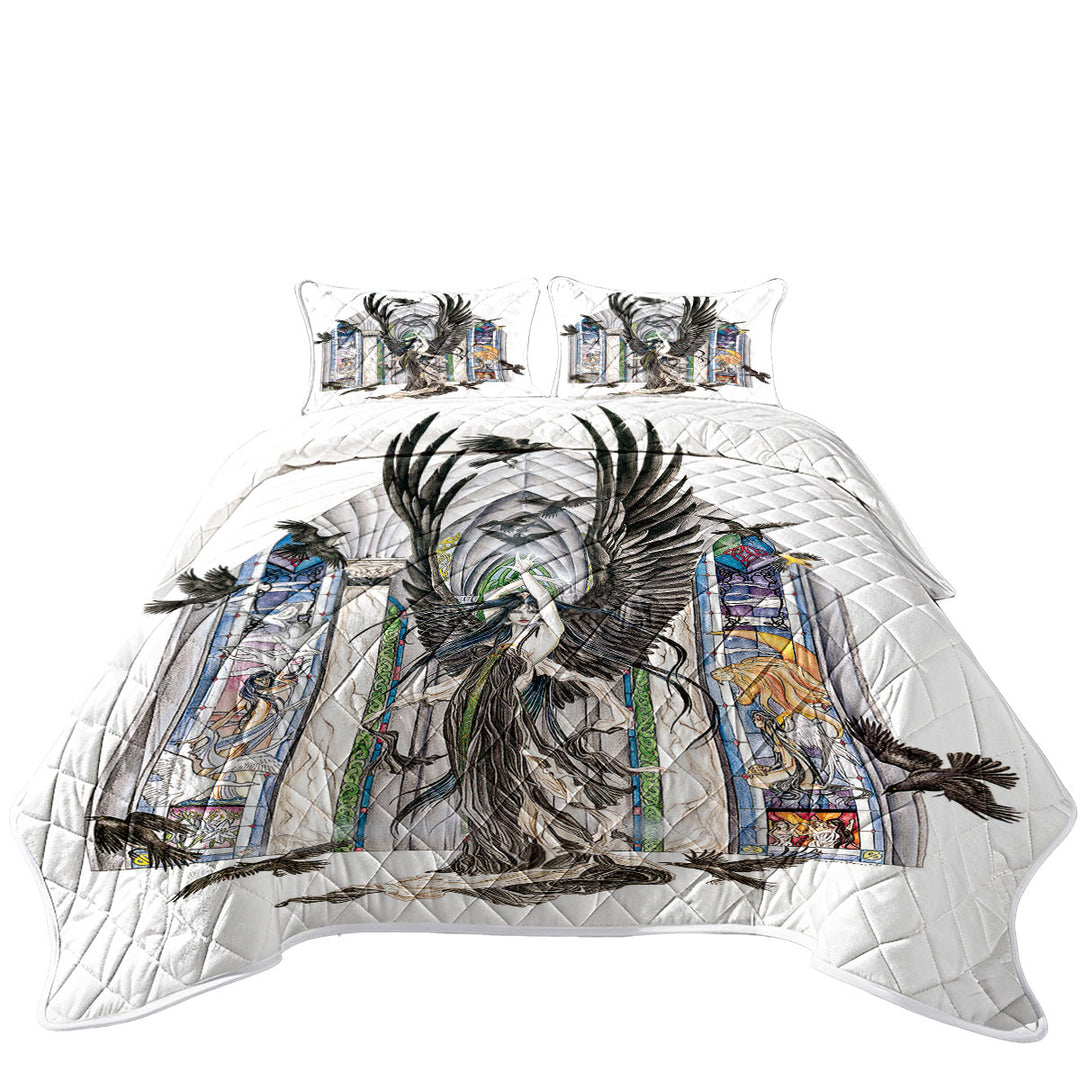 Quilts with Fantasy Art Fairy of Ravens