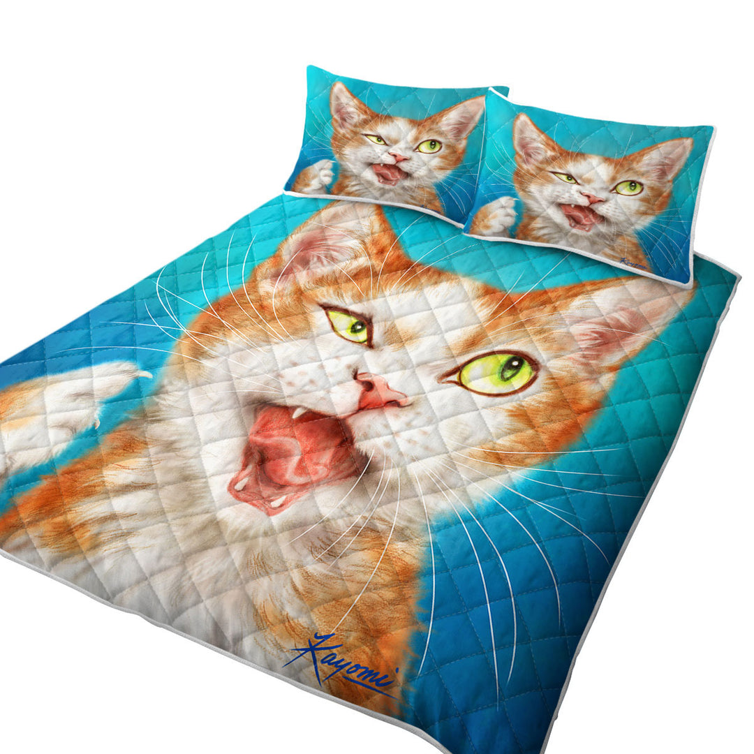 Quilts with Funny Cat Drawings Cool Looking Kitty