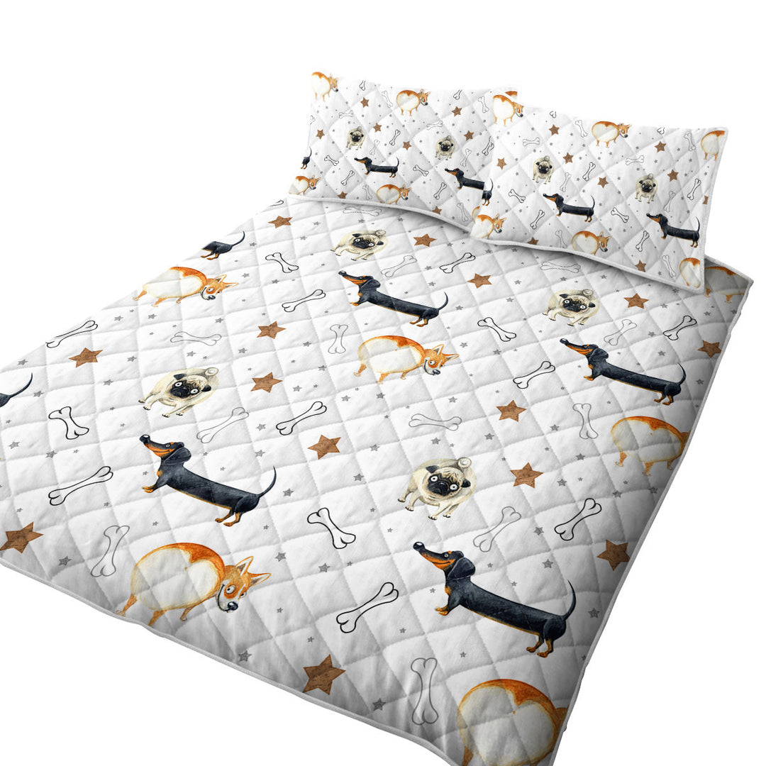 Quilts with Funny Dogs and Bones Pattern