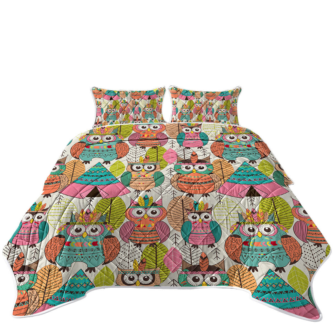 Quilts with Funny Native American Owls