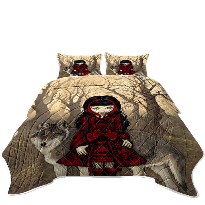Quilts with Gothic Style Wolf and Red Riding Hood in Autumn