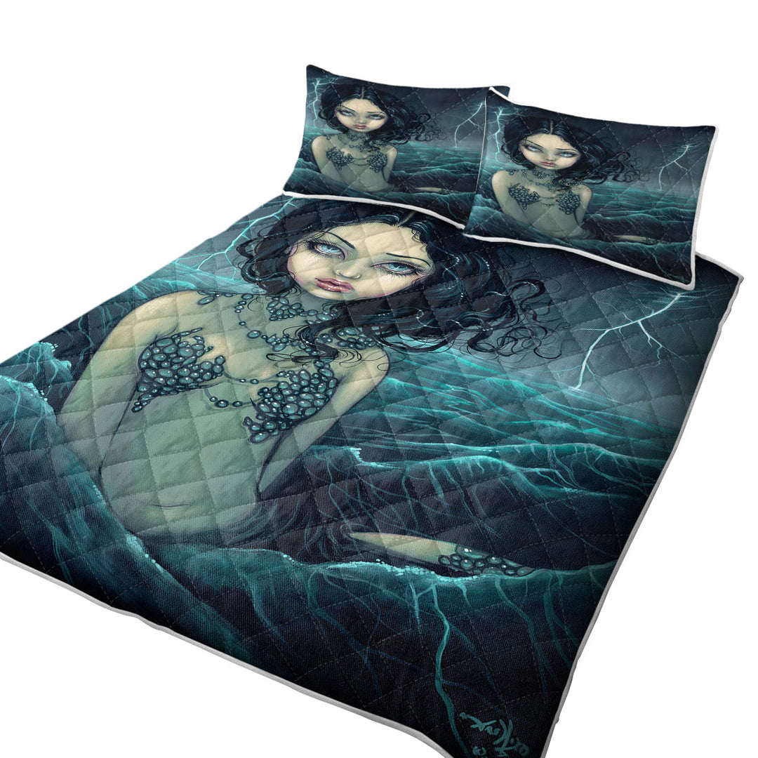 Quilts with Lightning Sea Storm The Luminous Eyed Mermaid