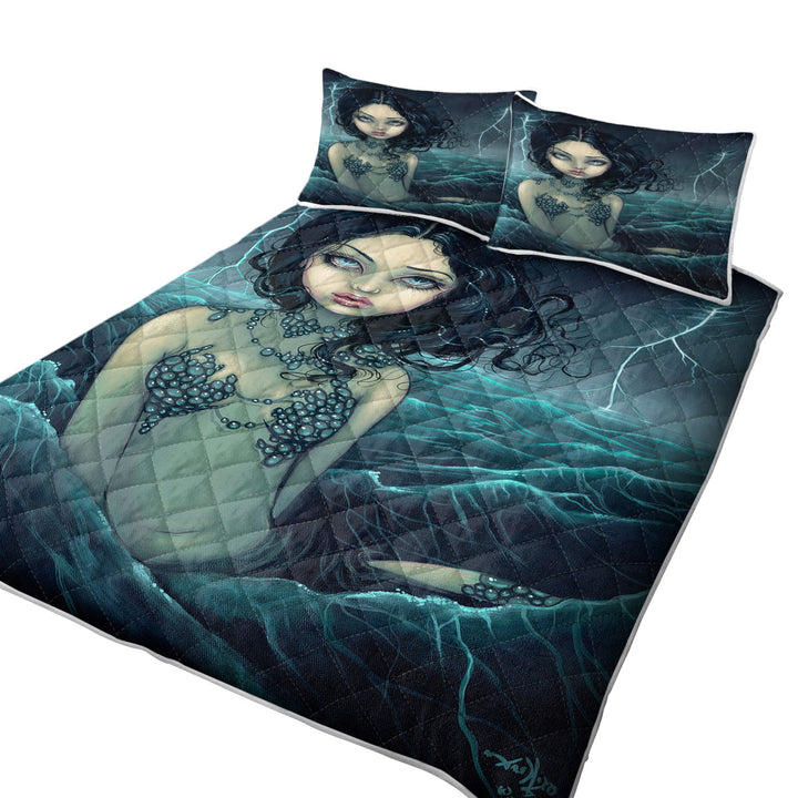 Quilts with Lightning Sea Storm The Luminous Eyed Mermaid