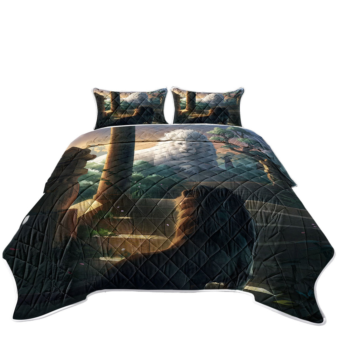 Quilts with Lion Temple Animal Painting Lions