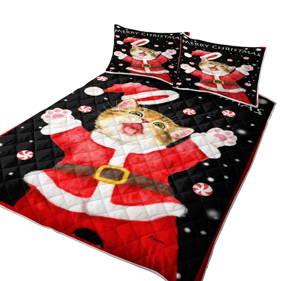 Quilts with Merry Christmas Cats and Kittens Candy Snow