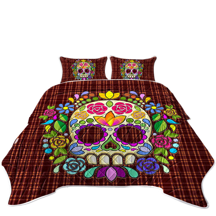 Quilts with Mexican Sugar Skull over Gingham
