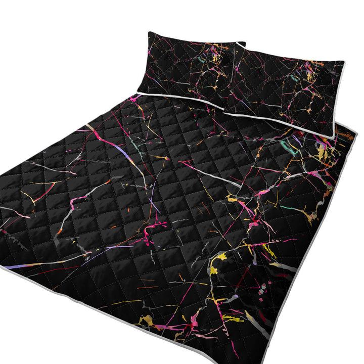 Quilts with Multi Colored Cracks over Black