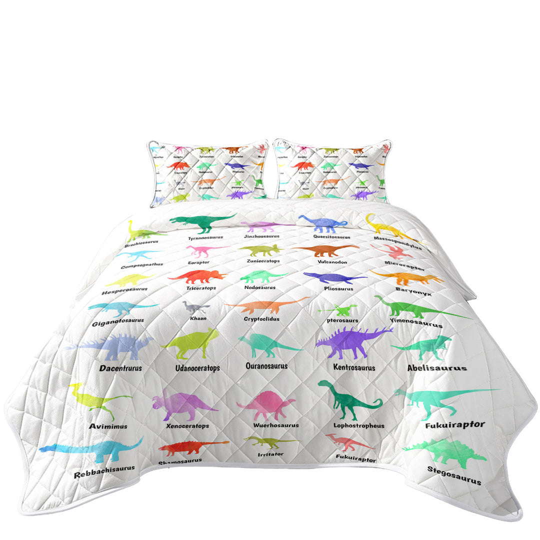 Quilts with Multi Colored Dinosaurs Drawings and Names