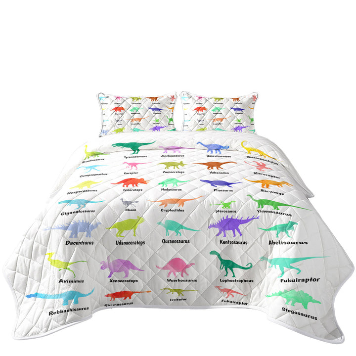 Quilts with Multi Colored Dinosaurs Drawings and Names