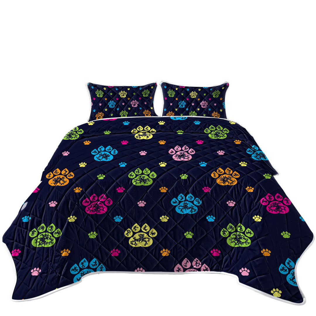 Quilts with Multi Colored Dog Paws