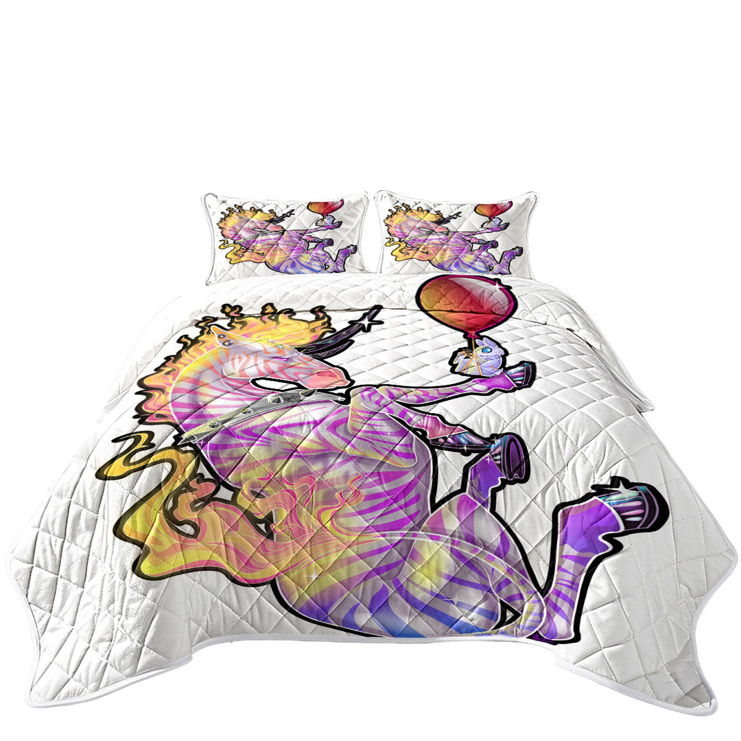 Quilts with Multi Colored Unicorn Zebra and Bunny