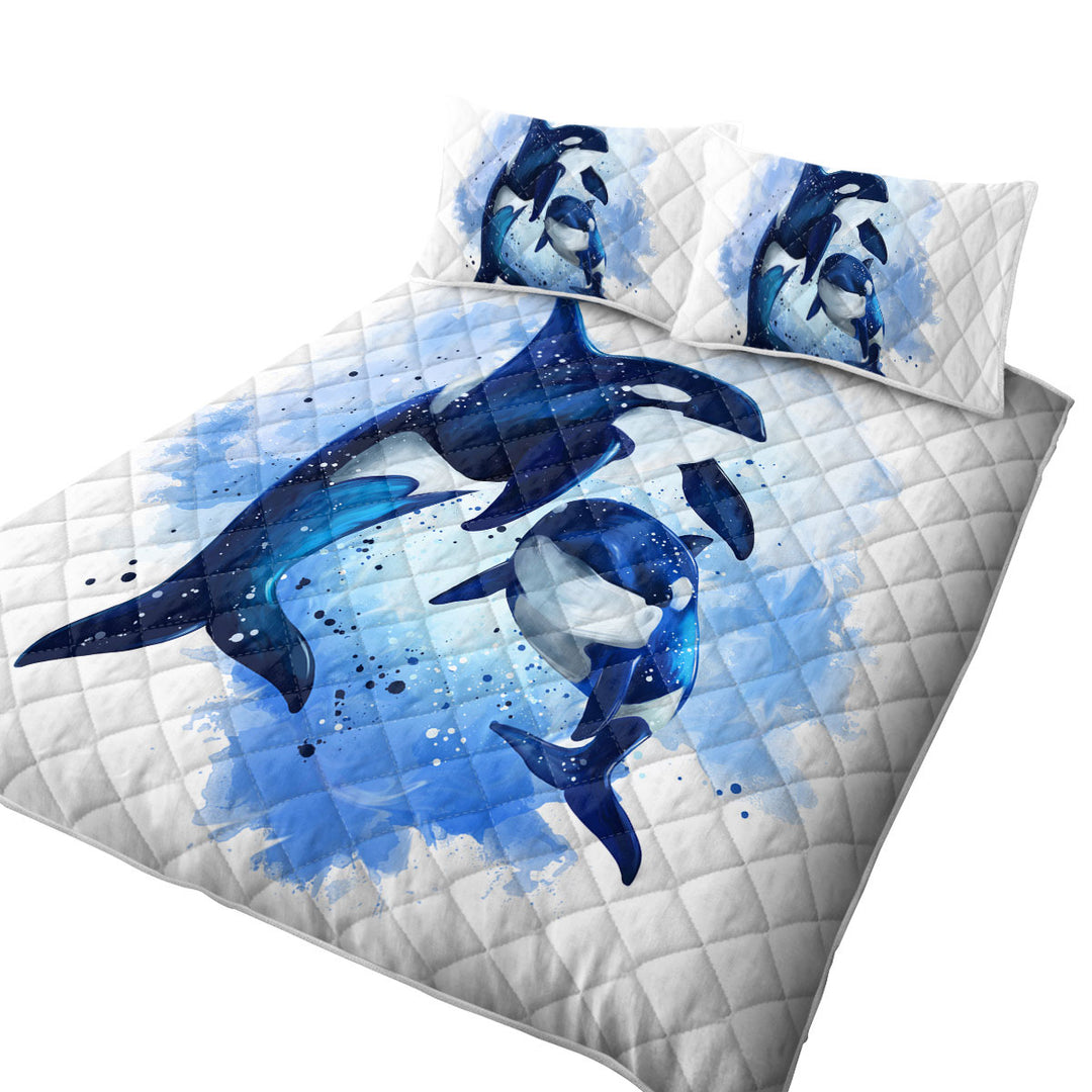 Quilts with Ocean Orca Whales Art