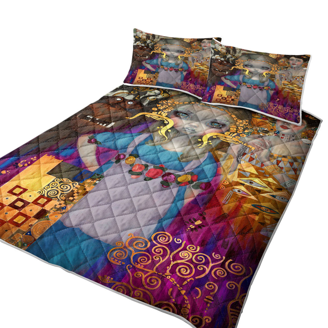 Quilts with Painted Fantasy Art Alice in a Klimt Dream