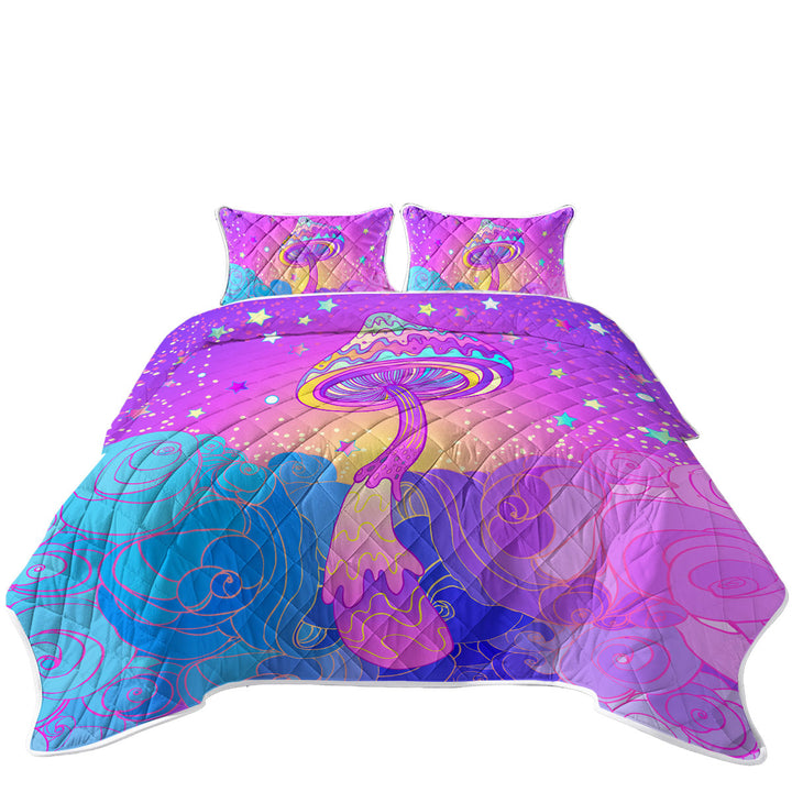 Quilts with Purple Stars and Mushroom