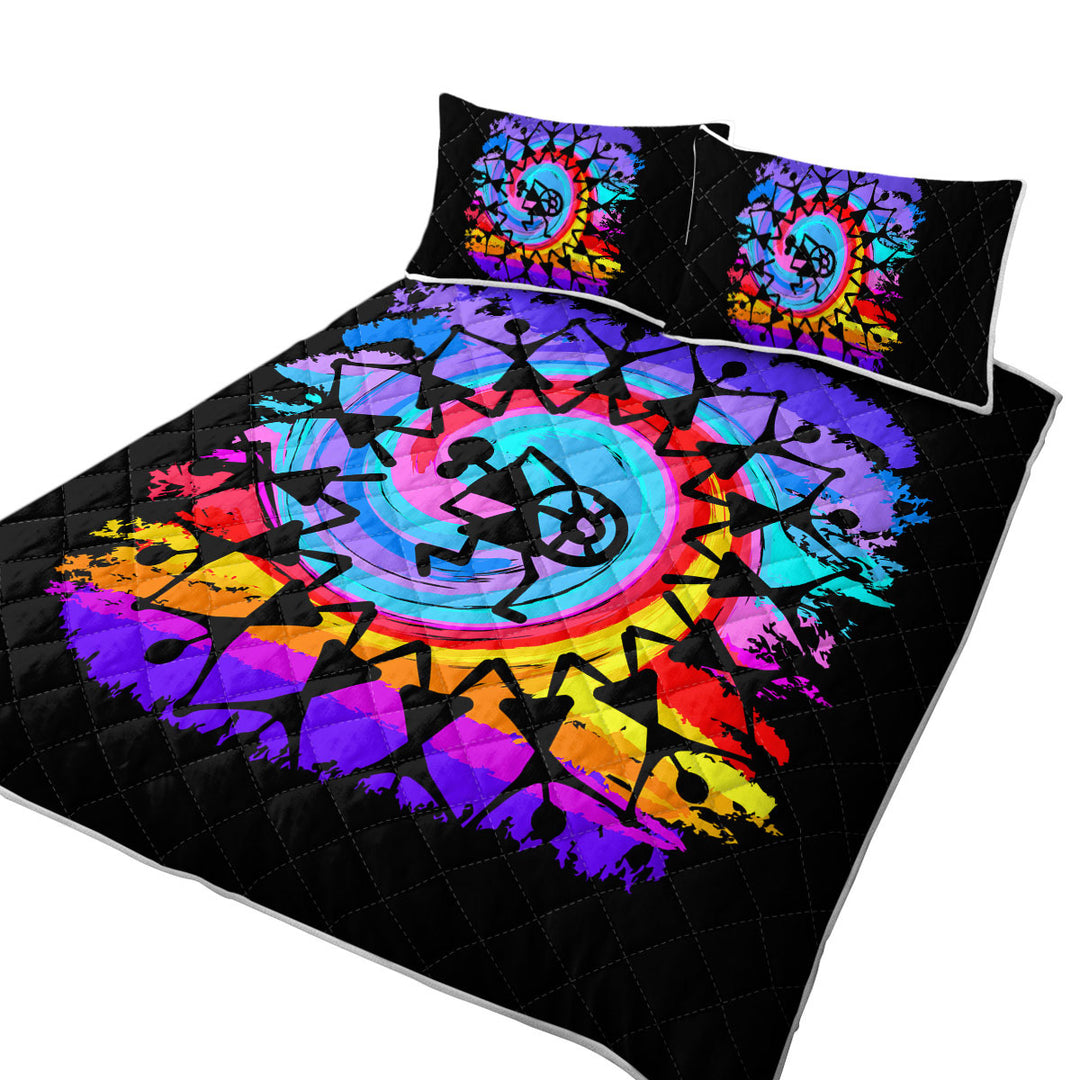 Quilts with Rainbow Colored Peace Dance