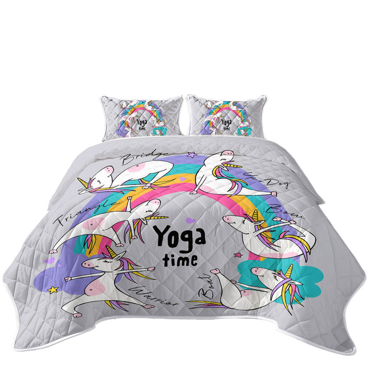 Quilts with Rainbow Yoga Time Unicorn