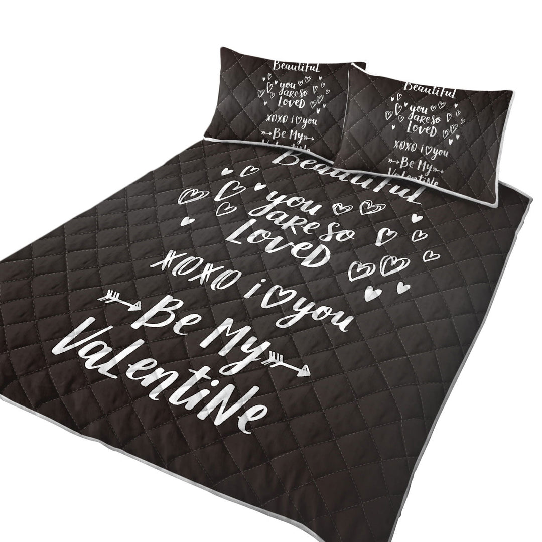 Quilts with Romantic Love Quote Be My Valentine