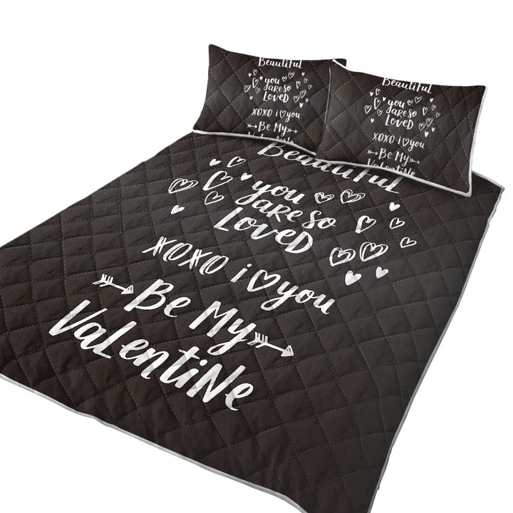Quilts with Romantic Love Quote Be My Valentine